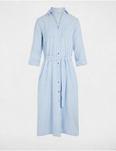 Robe droite rayée bleu femme