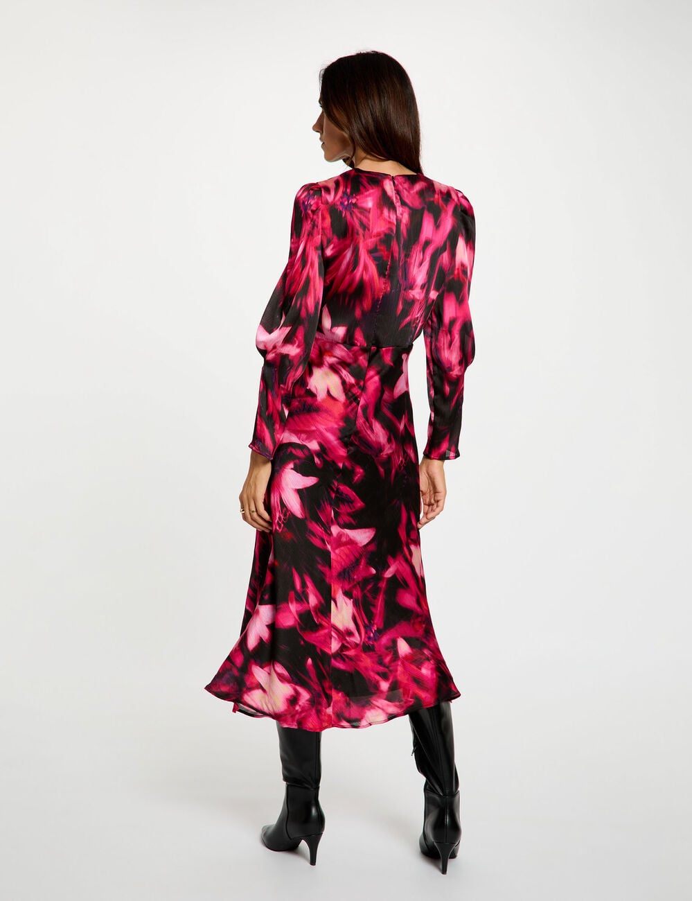 Robe voile col v multicolore femme