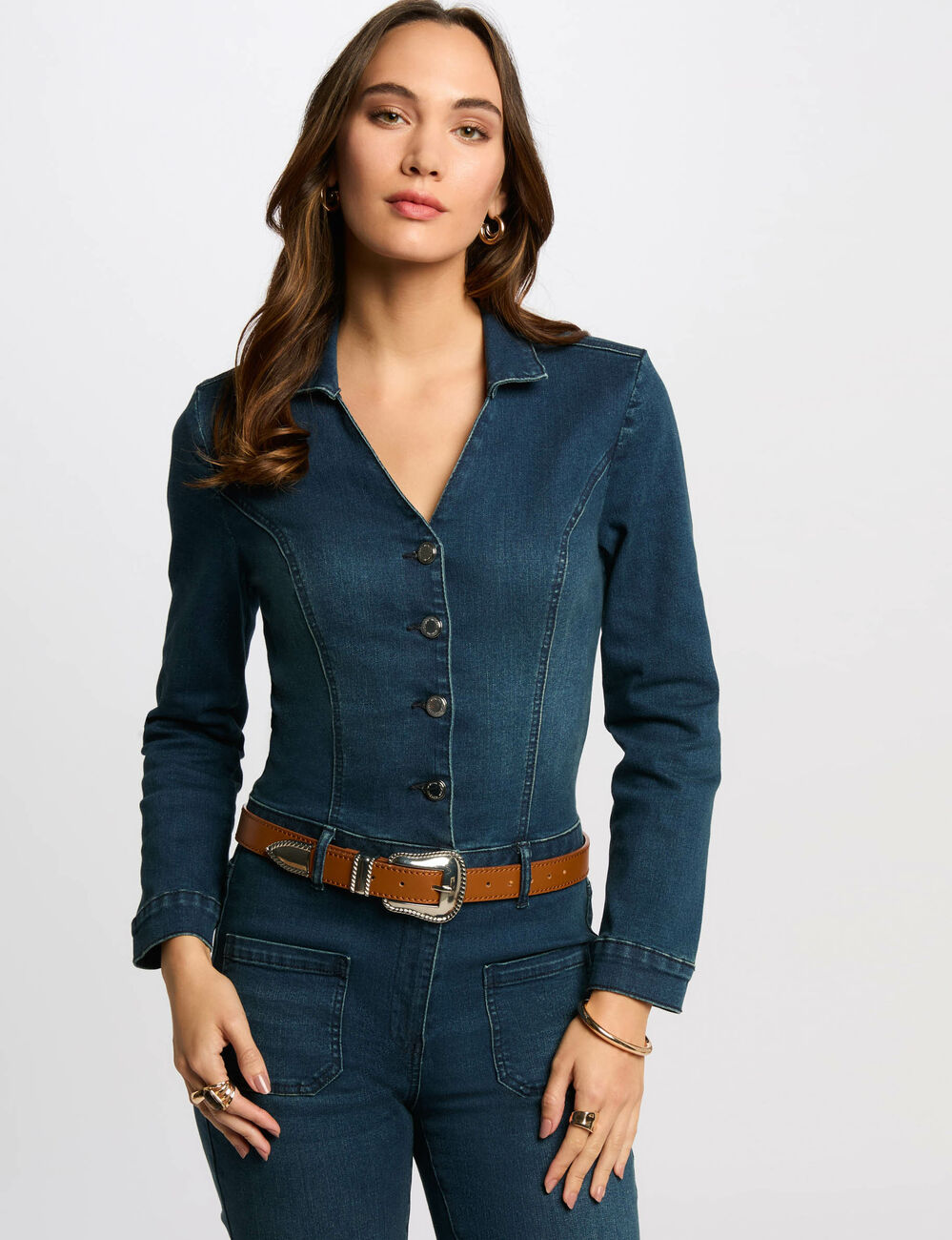 Weite Jeans-Overall rohes denim damen
