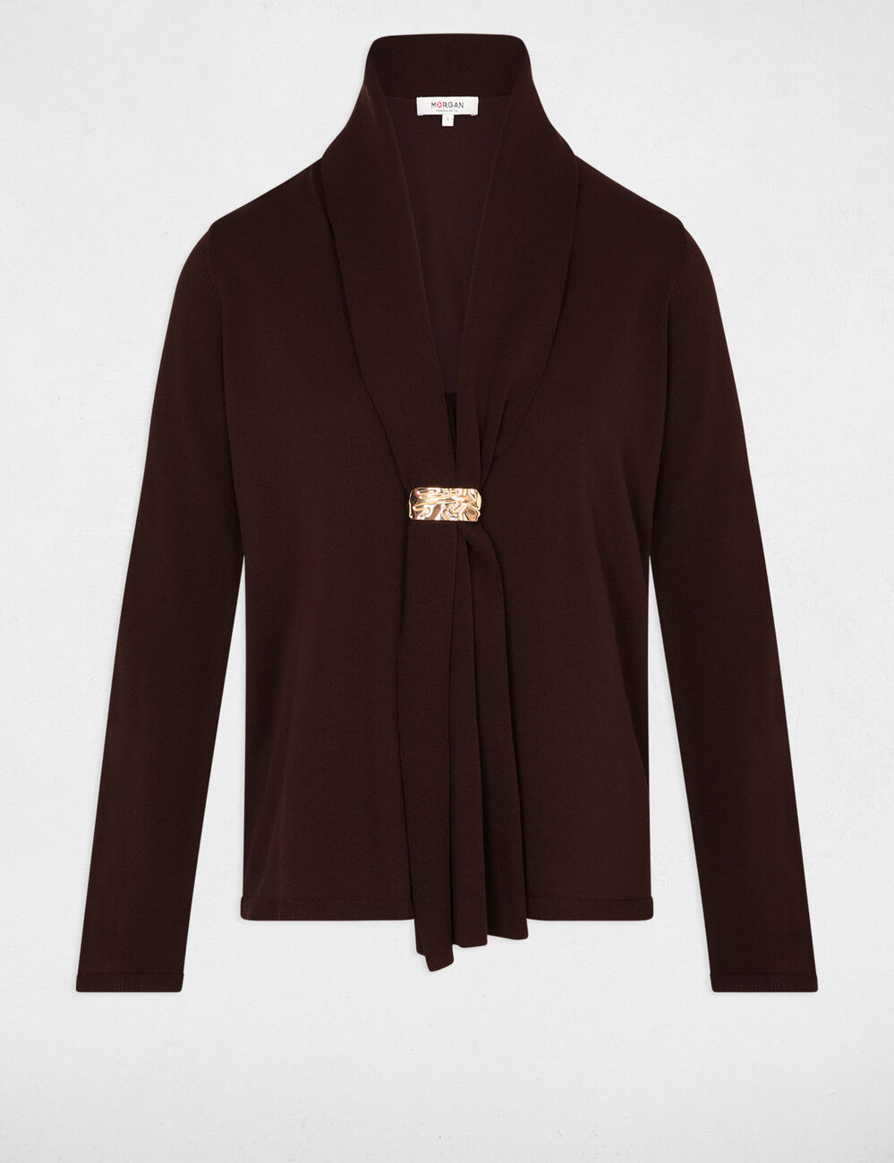 Pullover mit Schalkragen dunkelbraun damen