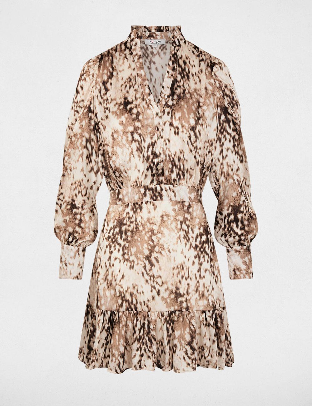 Robe courte manches bouffantes multicolore femme