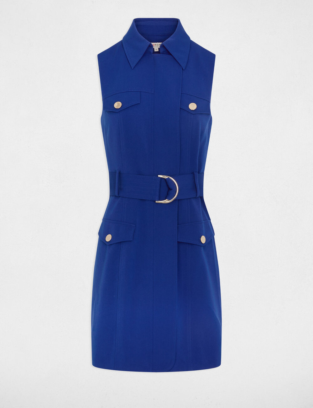 Robe courte cintrée ceinturée bleu pétrole femme