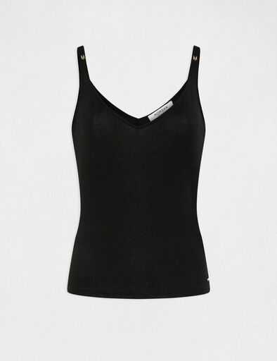 debardeur col en v fils metallises noir femme Débardeur col en V fils métallisés noir femme