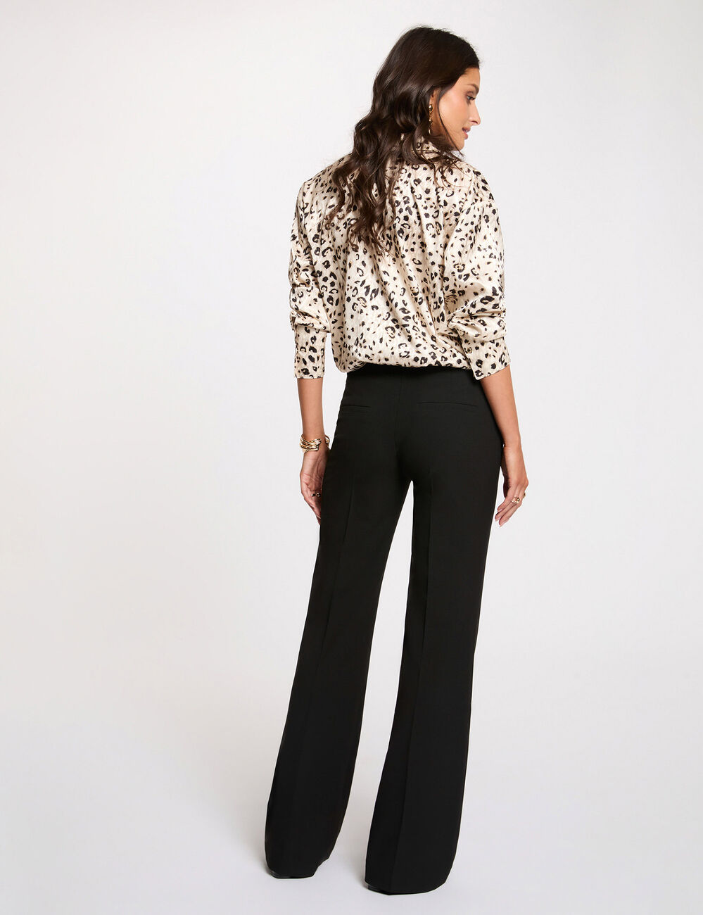 Bootcut hochgeschnittene Hose schwarz damen