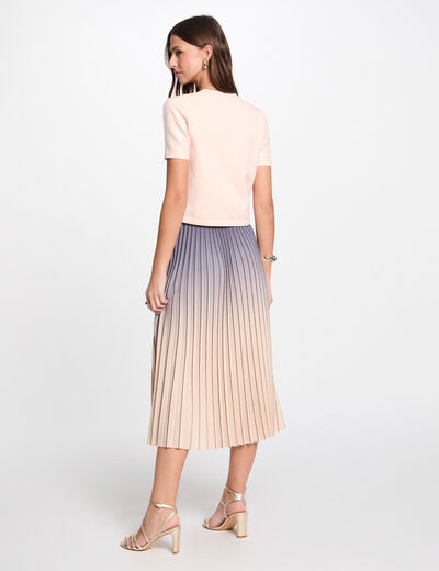 Jupe longue plissée rose clair femme