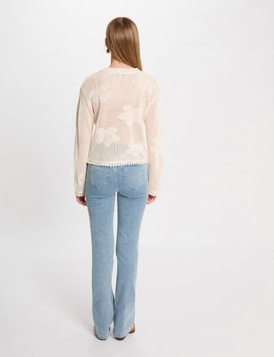 Bootcut-Jeans mit hoher Taille gebleichtes denim damen