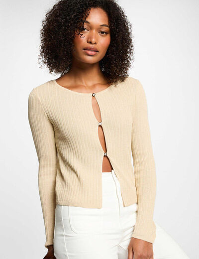 Gilet manches longues jaune or femme