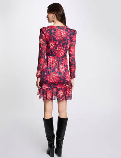 Robe courte ajustée imprimée multicolore femme