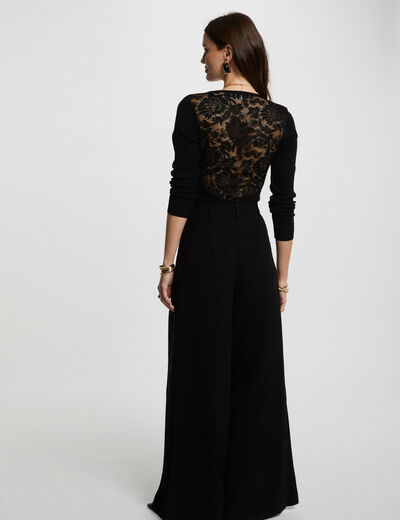 Pull manches longues noir femme