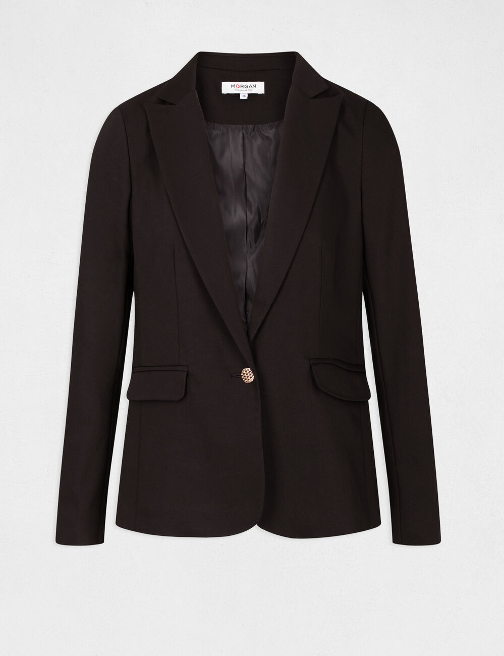 Veste tailleur droite boutonn&eacute;e noir femme