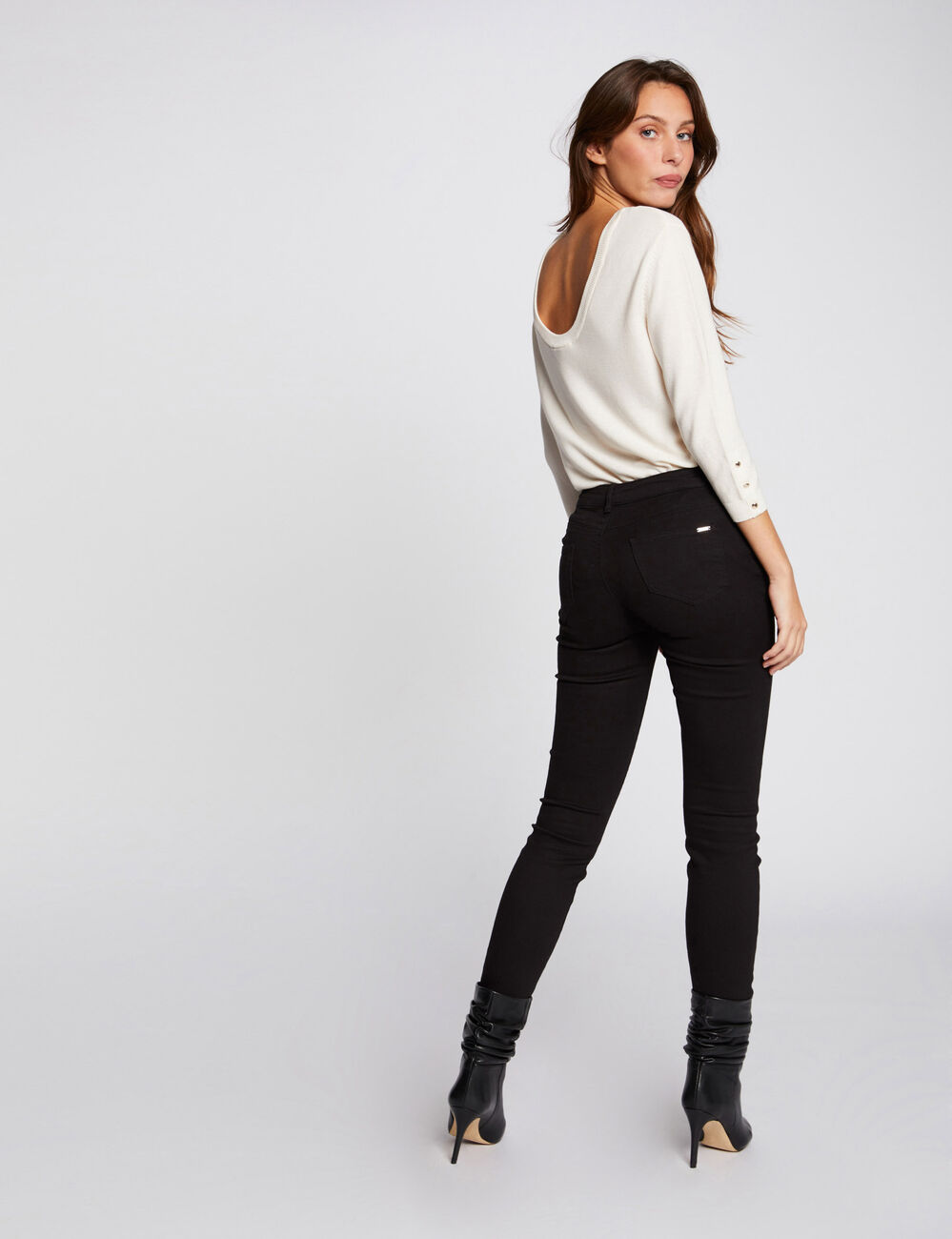 R&ouml;hrenhose mit niedriger Taille schwarz damen