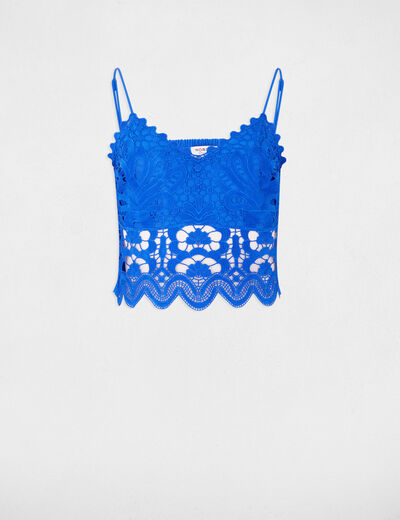 Crop top bretelles fines bleu electrique femme