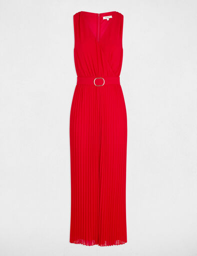 Combinaison ample à jambes plissées rouge femme