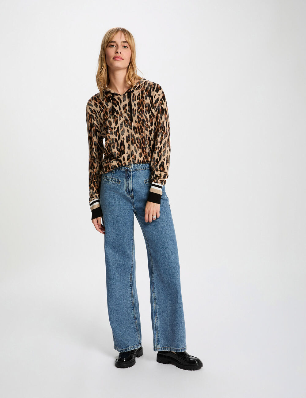 Gerader Hoodie-Pullover mehrfarbig damen