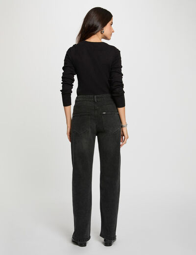 Pull col rond dentelle noir femme