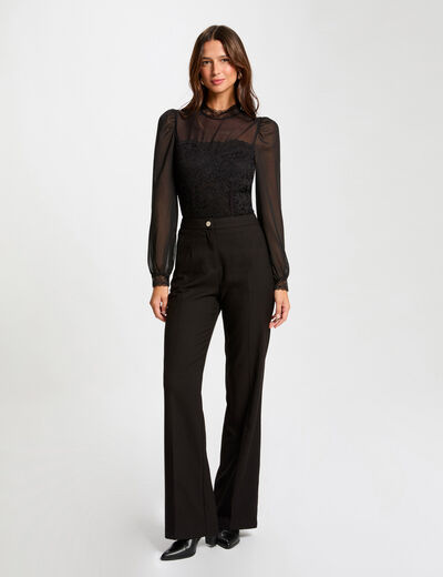 Flare-Hose mit Abnähern schwarz damen
