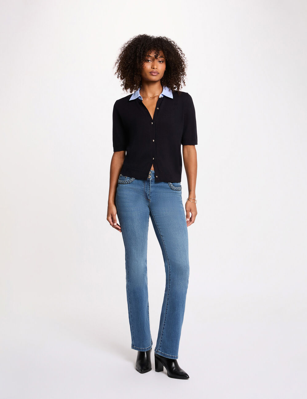 Pullover mit Reverskragen marineblau damen