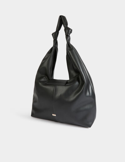 Sac demi-lune à noeuds noir femme