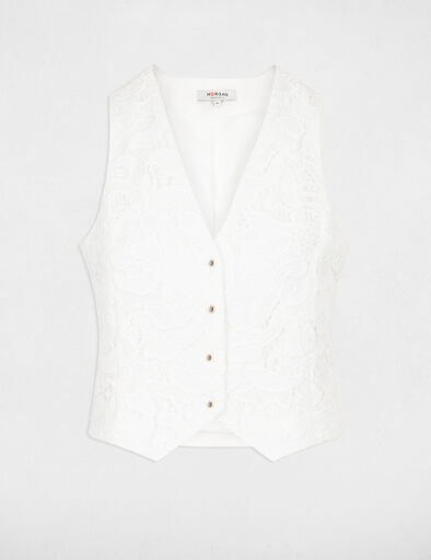 Gilet sans manches dentelle ivoire femme