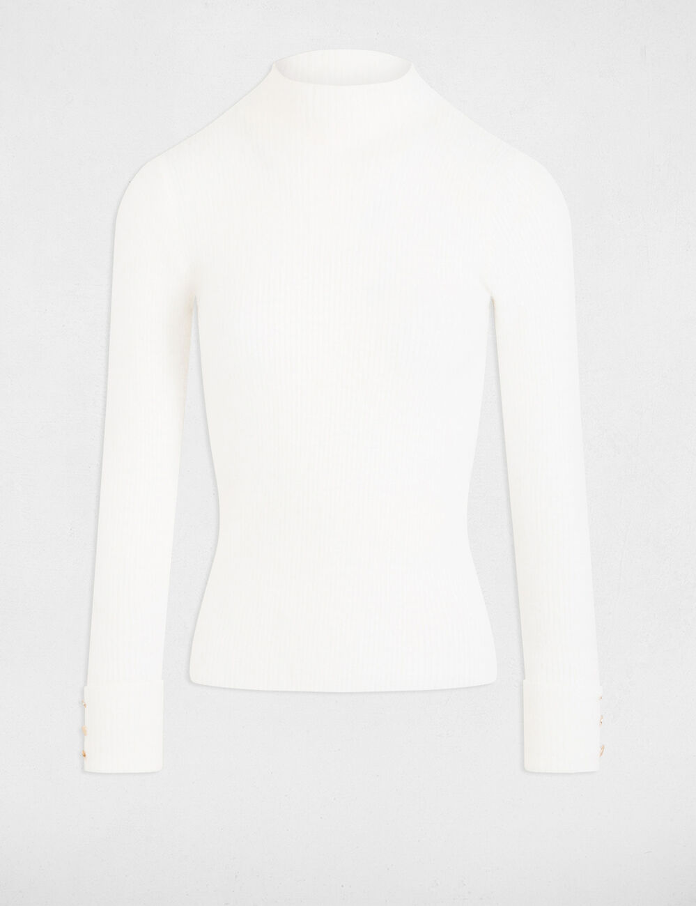 Langarm-Pullover mit flauschigem Strick elfenbein damen