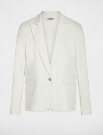 Veste tailleur droite boutonnée ecru femme