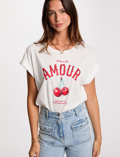 T-shirt mit Aufschrift weiss damen