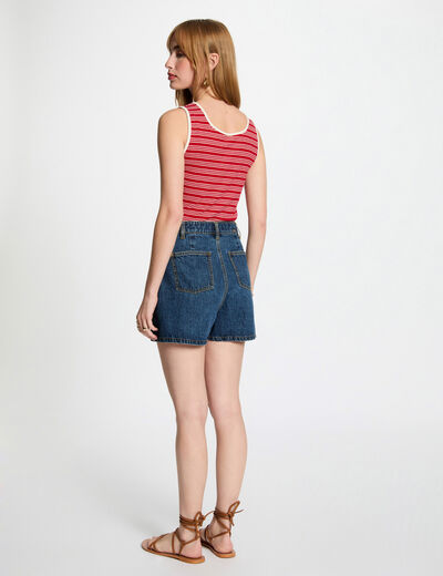 Gestreiftes ärmelloses Tanktop weiss damen