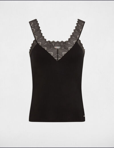 Tanktop mit Spitze schwarz damen