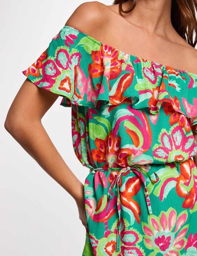 Bedrucktes ausgestelltes Midikleid mehrfarbig damen