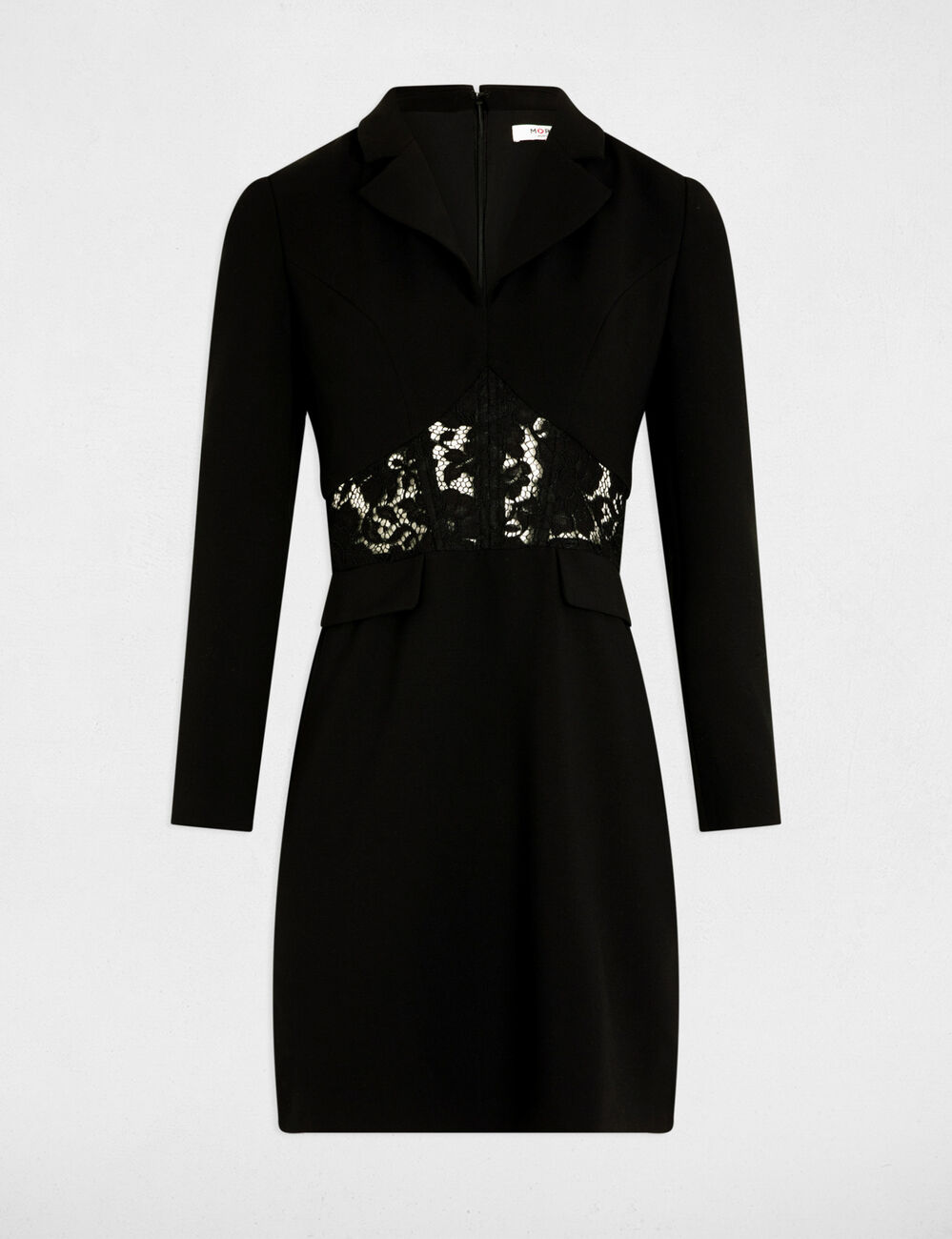 Kurzes Kleid mit Spitze schwarz damen