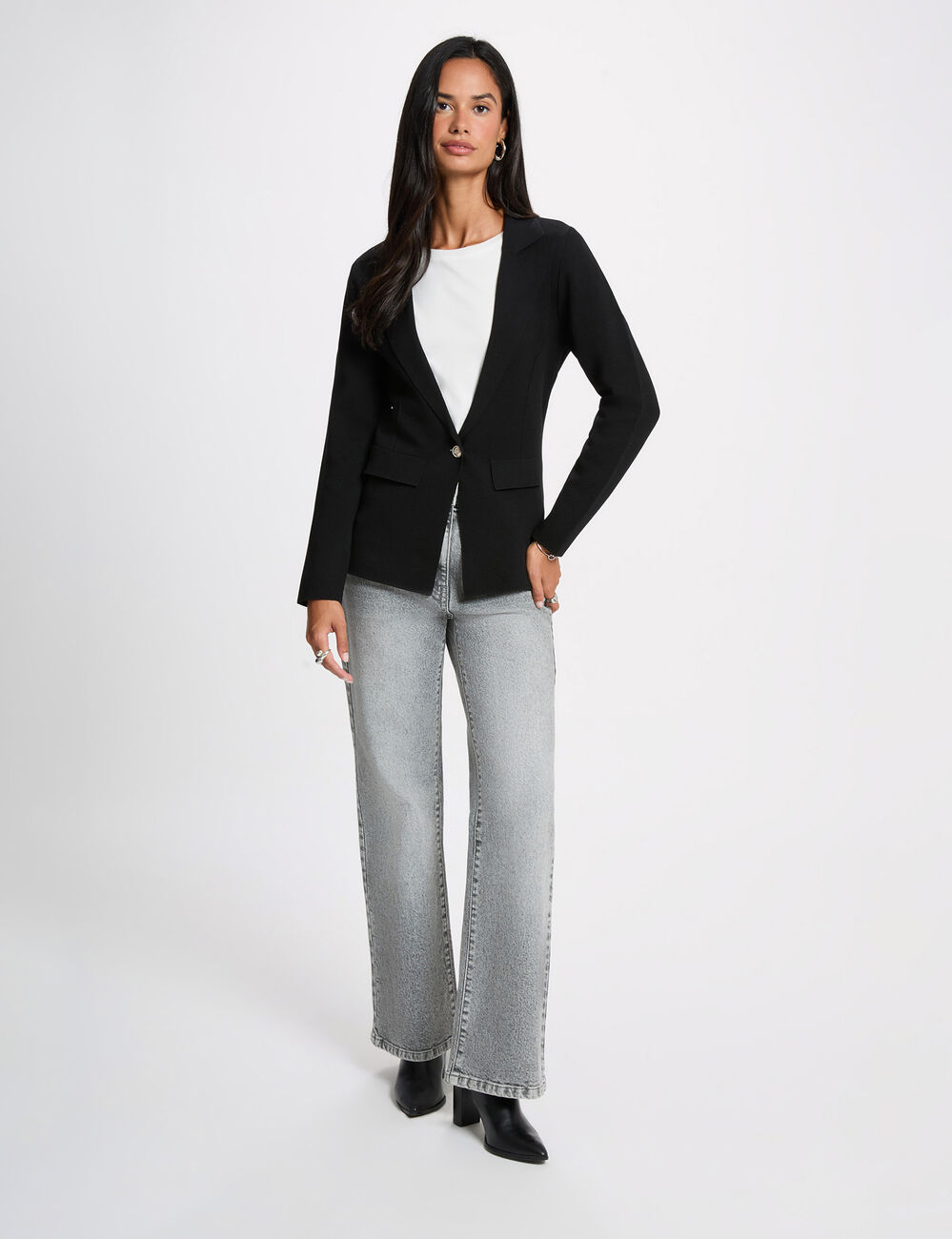 Taillierte Jacke mit Reverskragen schwarz damen