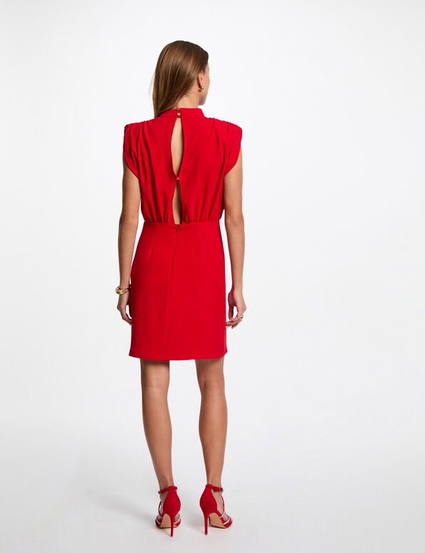 robe courte ajustee epaulettes rouge femme Robe courte ajustée épaulettes rouge femme
