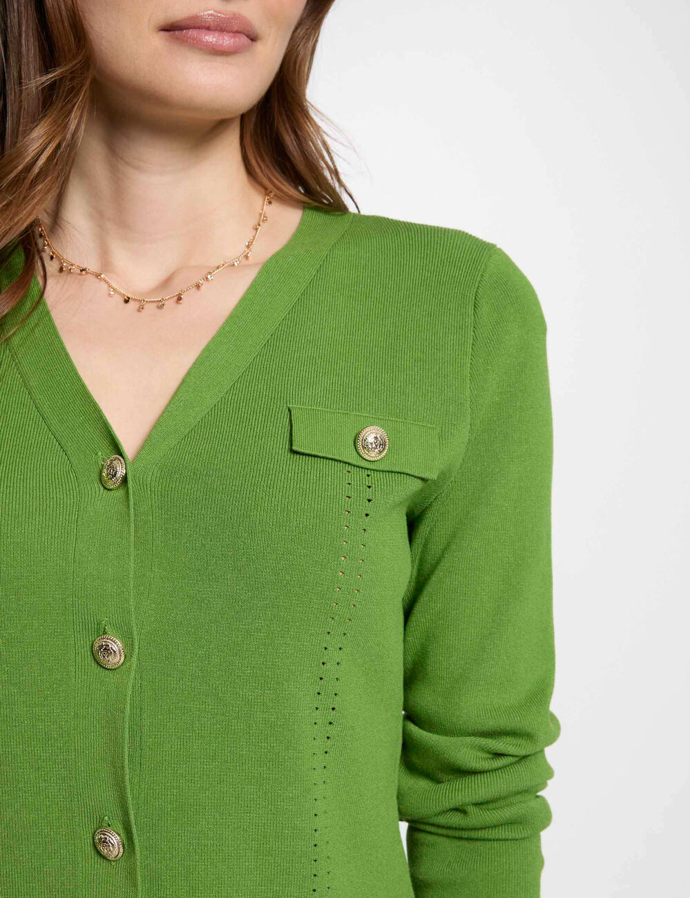 Cardigan mit V-Ausschnitt vert anis damen