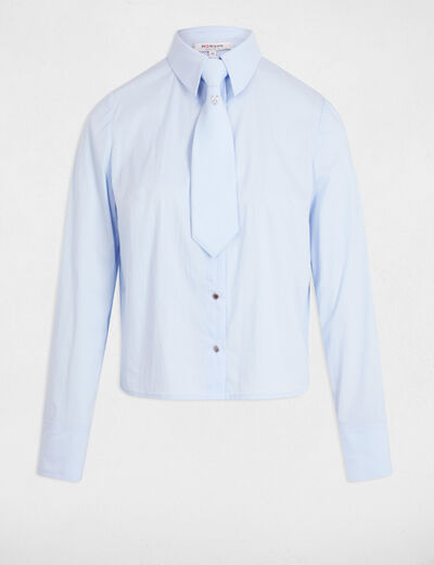 Chemise manches longues bleu ciel femme
