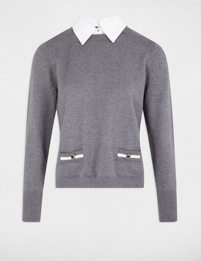 pullover mit hemdkragen gris clair damen Pullover mit Hemdkragen gris clair damen