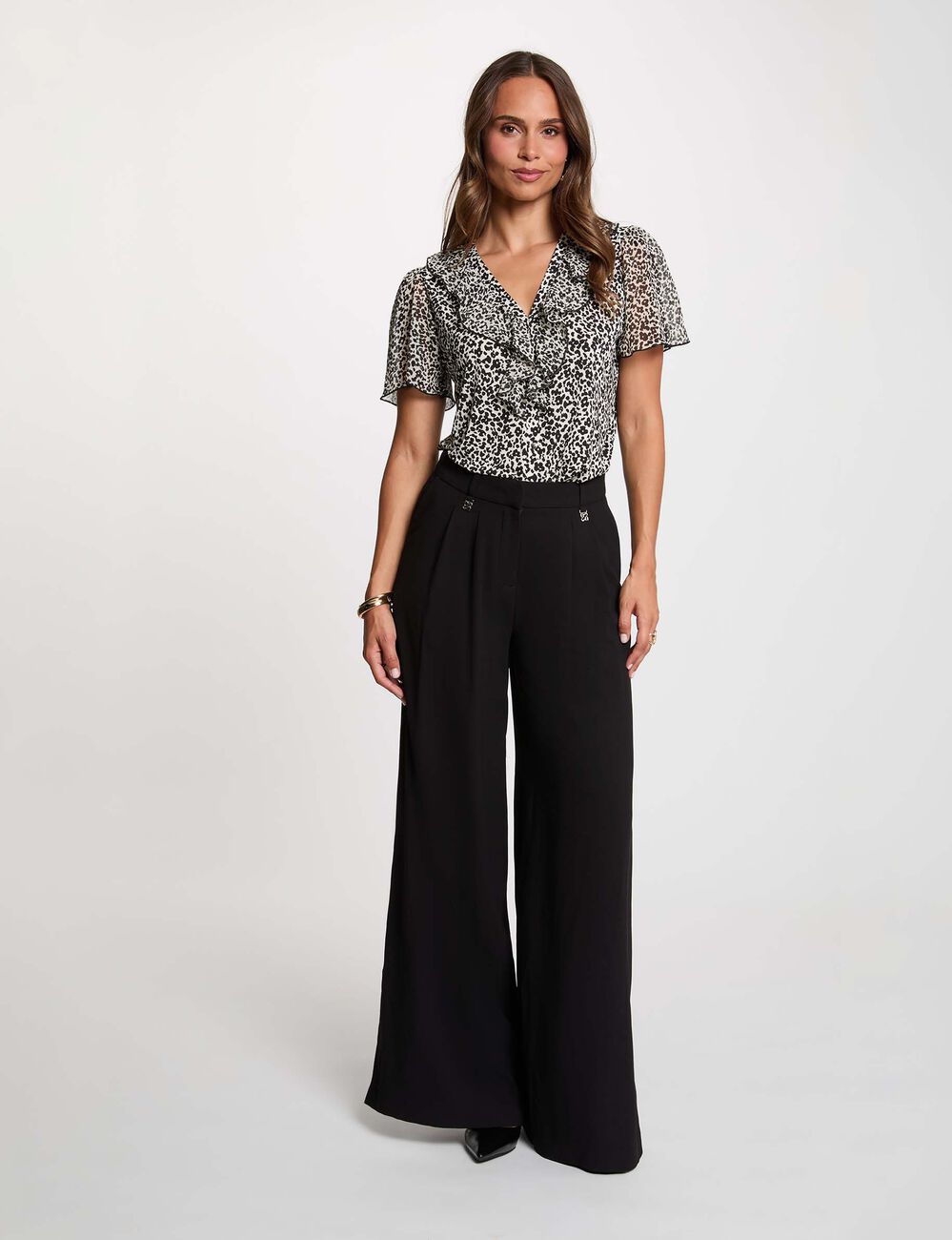 Chemise voile col v blanc femme