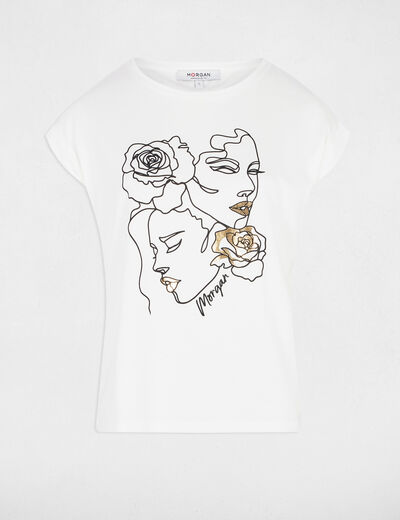 T-shirt à inscription blanc femme