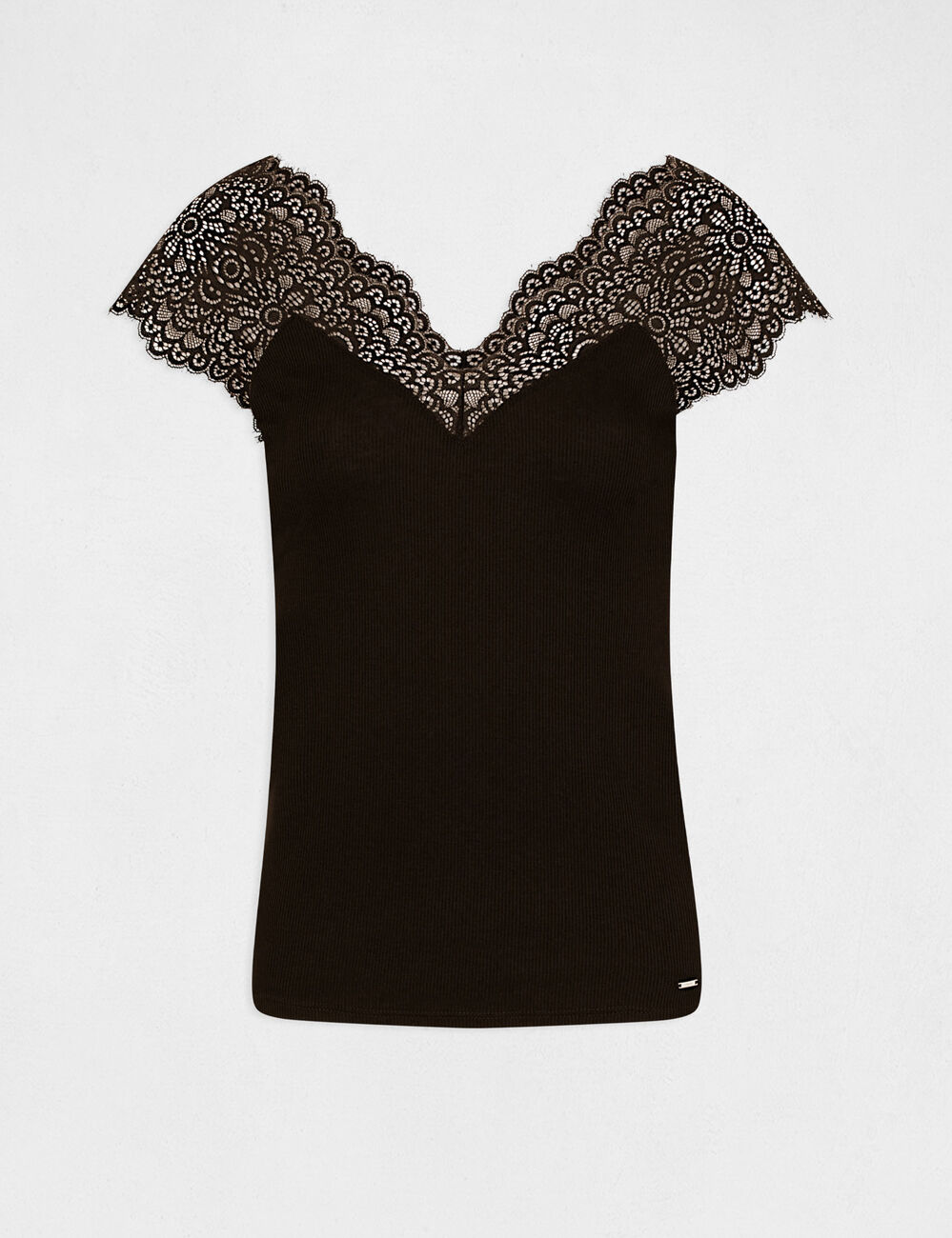 D&eacute;bardeur bretelles larges en dentelle noir femme