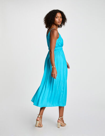 Midi-Gerade, plissiertes Kleid himmelblau damen