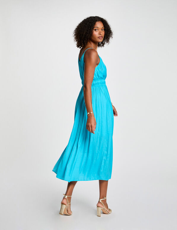 robe midi droite plissee bleu ciel femme Robe midi droite plissée bleu ciel femme
