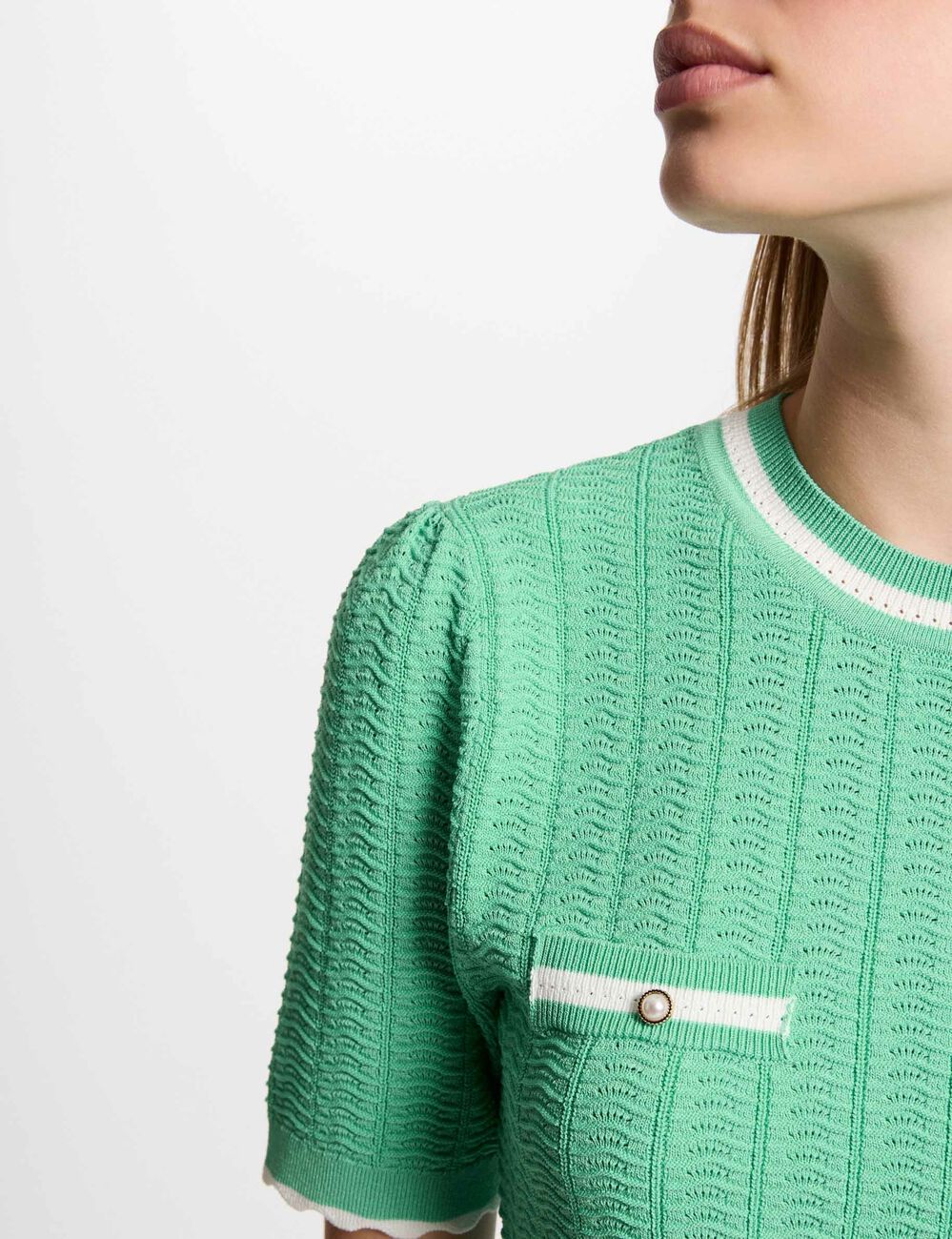 Kurzärmeliger Pulli mintgrün damen