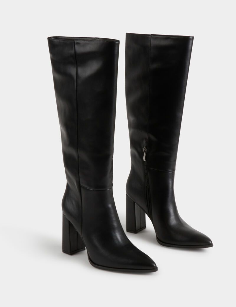 stiefel mit absatz und spitzer kappe schwarz damen Stiefel mit Absatz und spitzer Kappe schwarz damen