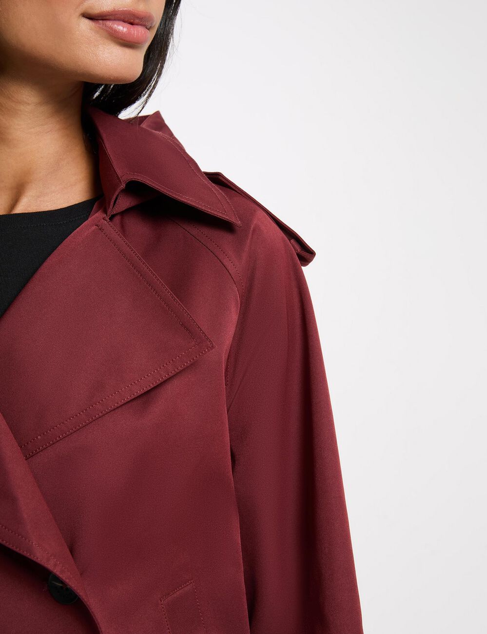 Kurzer Trenchcoat mit Kapuze bordeaux damen