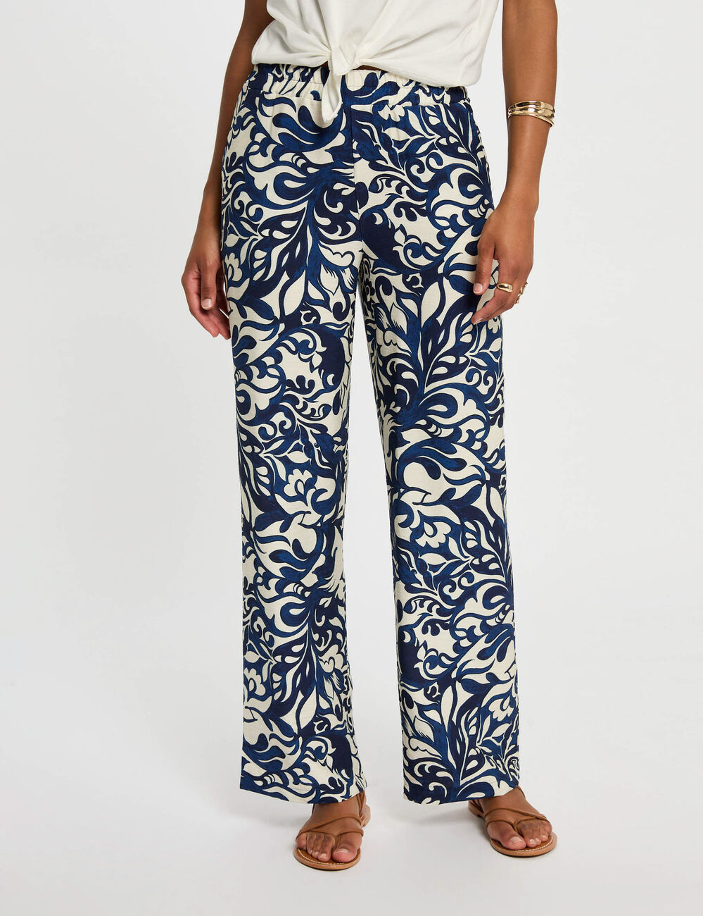 Gerade Hose mit Muster mehrfarbig damen