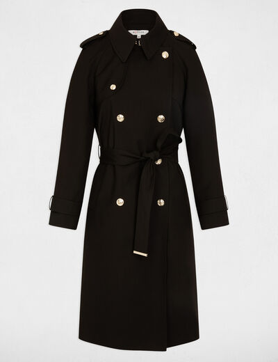 Langer Trenchcoat mit Gürtel schwarz damen