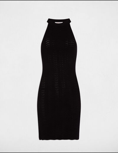Kurzes, tailliertes Strickkleid schwarz damen