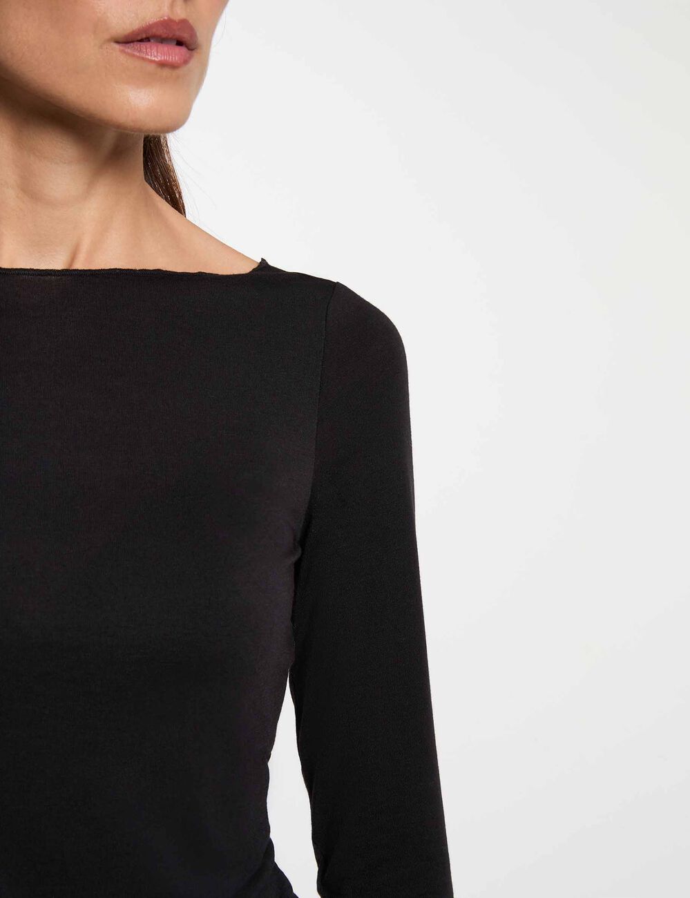 Langarm-T-Shirt schwarz damen