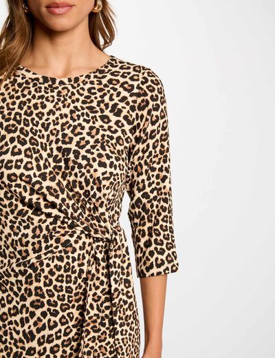 Robe courte ajustée imprimée multicolore femme