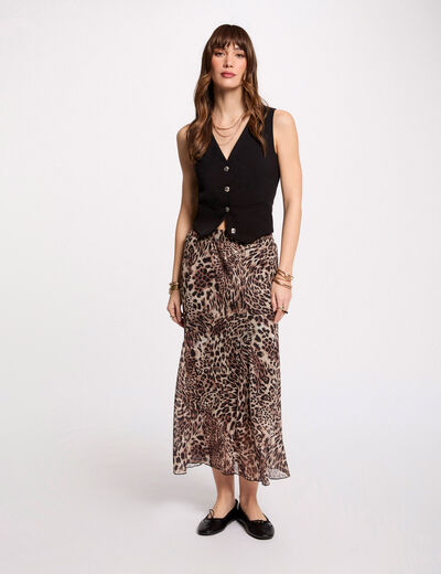 Jupe longue imprimée multicolore femme