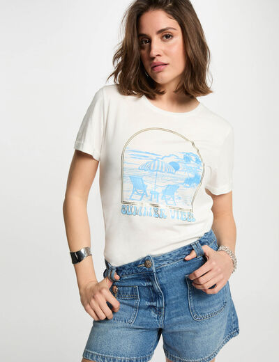 T-shirt mit Aufdruck weiss damen